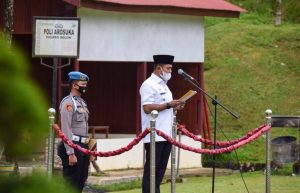 Wakil Bupati Solok Jon Firman Pandu, SH saat menggelar apel pasukan OPS ketupat Singgalang 2021 di Mako Polres Solok